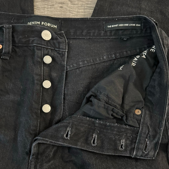 Denim Forum The Bonet High Rise Loose Jeans Women's 30 Black Button Fly - Picture 3 of 11